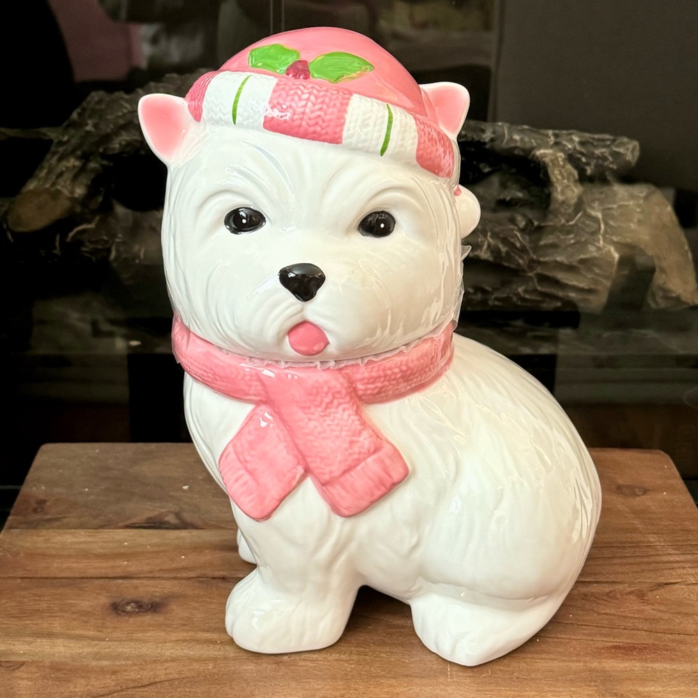 Westie in Hat & Scarf 50oz Ceramic Cookie Jar - Hobby Lobby Sleigh Bell Bistro